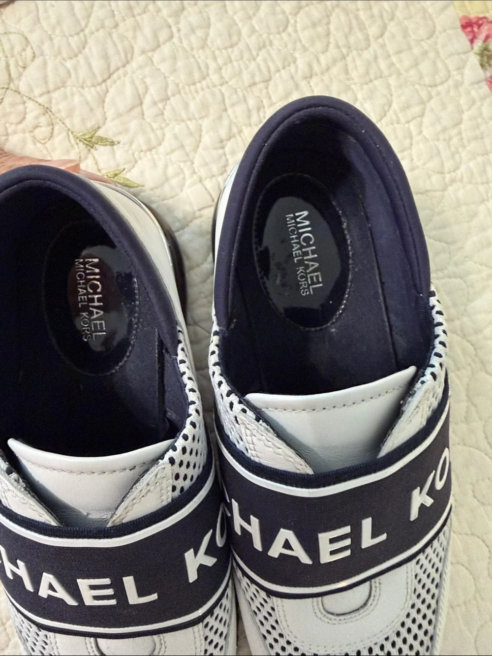 Michael Kors Felix Trainers White Navy Size 8.5